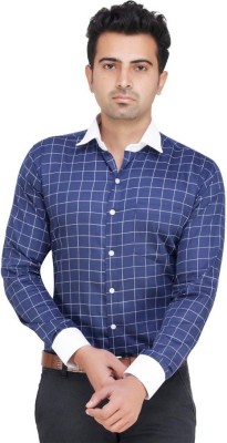 House Of Sensation Men Checkered Casual Blue Shirt