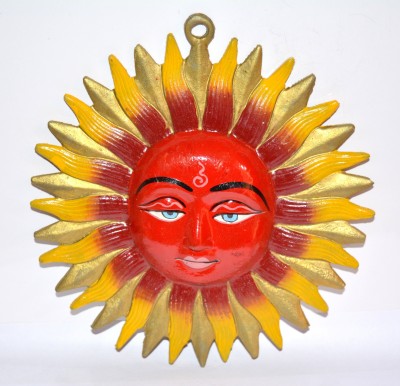 ONRR Collections Red-Gold Metal Sun for boosting progress and prosperity size23x23cm Decorative Showpiece  -  23 cm(Aluminium, Gold, Red)