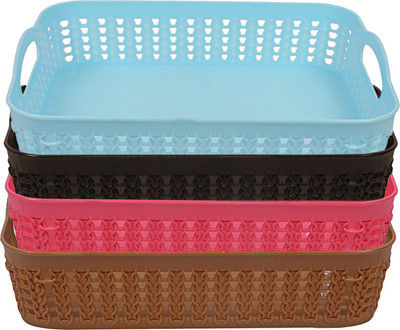 KUBER INDUSTRIES Plastic Plastic 4 Pieces Multipurpose Storage Basket Set (Multi Storage Basket(Pack of 4)