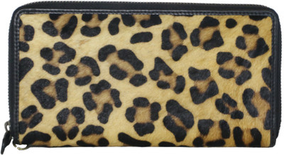 Leatherman Fashion Women Yellow, Black Genuine Leather Wallet(16 Card Slots)