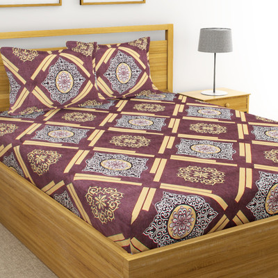 Flipkart SmartBuy 144 TC Microfiber Double Geometric Flat Bedsheet(Pack of 1, Multicolor)