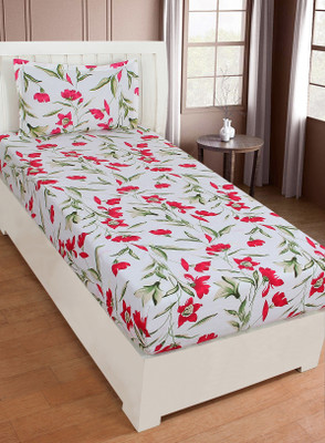MANISHPANDEY 144 TC Microfiber Single Abstract Flat Bedsheet(Pack of 1, Pink)