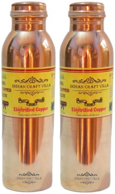 Nirvana Craft Villa Handmade High Quality Pure Copper Leak Proof Joient free Set of 2 Water Volume 900 ML for Storage Drinking Water Hotel Home Kitchen Garden Ware Good Health Benefits Indian Yoga Ayurveda 1800 ml Bottle(Pack of 2, Brown, Copper)