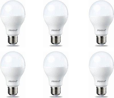 PRABHA 9 W Basic Round B22 LED Bulb(White, Pack of 6)
