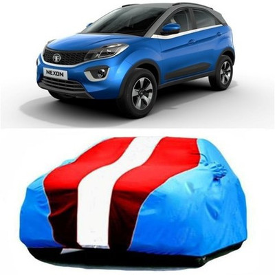 HDSERVICES Car Cover For Tata Nexon (With Mirror Pockets)(Blue, Red)