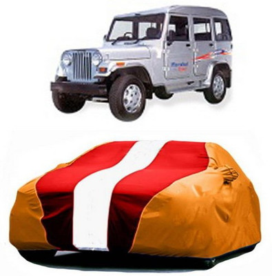 HDSERVICES Car Cover For Mahindra Marshal (With Mirror Pockets)(Red, Orange)