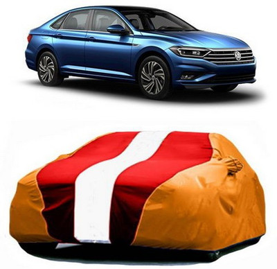 VIRMANG Car Cover For Volkswagen Jetta (With Mirror Pockets)(Red, Orange)