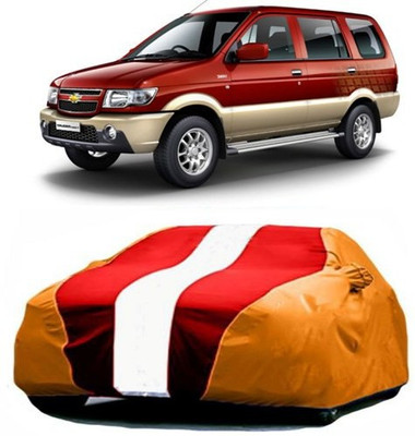 AAMANG Car Cover For Chevrolet Tavera (With Mirror Pockets)(Red, Orange)