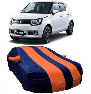 MSR STORE Car Cover For Maruti Suzuki Ignis (With Mirror Pockets)(Orange, Blue)