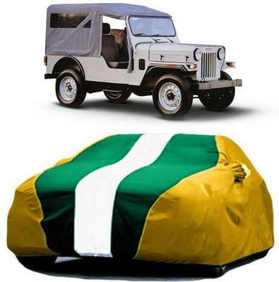 AAMANG Car Cover For Mahindra Jeep (With Mirror Pockets)(Yellow, Green)