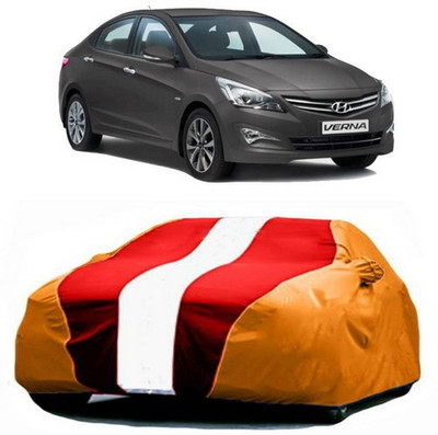 AAMANG Car Cover For Hyundai Fluidic Verna 4S (With Mirror Pockets)(Red, Orange)