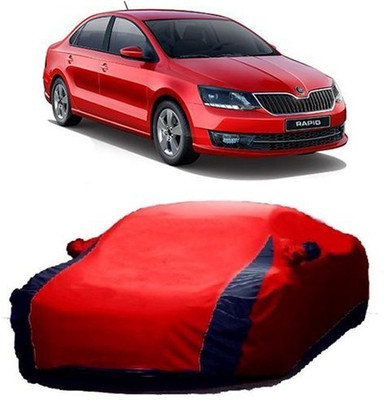 HDSERVICES Car Cover For Skoda Rapid (With Mirror Pockets)(Red)