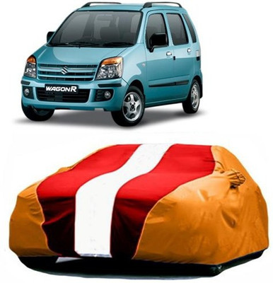 VIRMANG Car Cover For Maruti Suzuki WagonR (With Mirror Pockets)(Red, Orange)