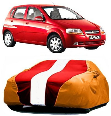 AAMANG Car Cover For Chevrolet Aveo Uva (With Mirror Pockets)(Red, Orange)
