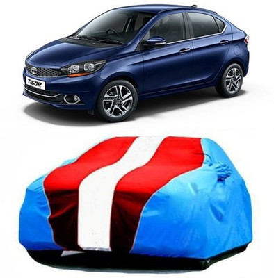 HDSERVICES Car Cover For Tata Tigor (With Mirror Pockets)(Blue, Red)