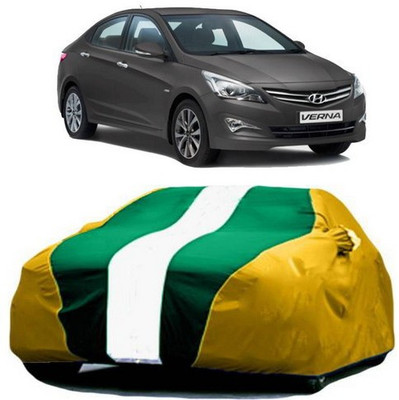 AAMANG Car Cover For Hyundai Fluidic Verna 4S (With Mirror Pockets)(Yellow, Green)