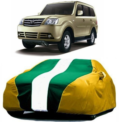HDSERVICES Car Cover For Tata Sumo Grande (With Mirror Pockets)(Yellow, Green)
