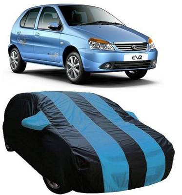 AAMANG Car Cover For Tata Indica eV2 (With Mirror Pockets)(Blue, Black)