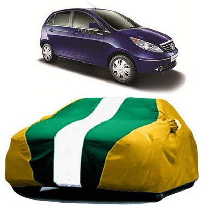 HDSERVICES Car Cover For Tata Vista Tech (With Mirror Pockets)(Yellow, Green)