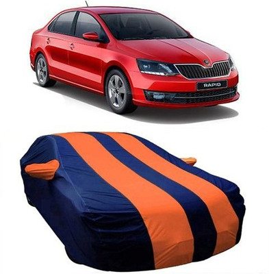 MSR STORE Car Cover For Skoda Rapid (With Mirror Pockets)(Orange)