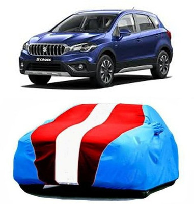 MSR STORE Car Cover For Maruti Suzuki S-Cross (With Mirror Pockets)(Blue, Red)