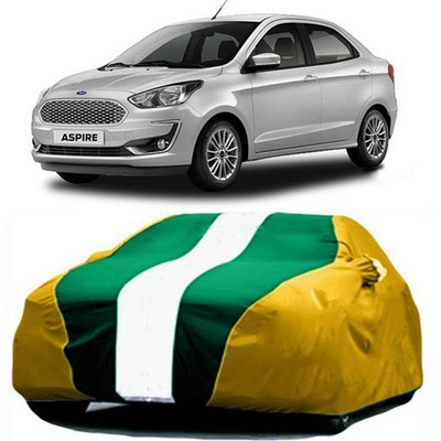 VIRMANG Car Cover For Ford Figo Aspire (With Mirror Pockets)(Yellow, Green)