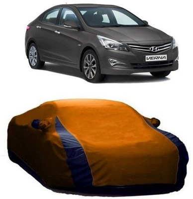 AAMANG Car Cover For Hyundai Fluidic Verna 4S (With Mirror Pockets)(Orange)