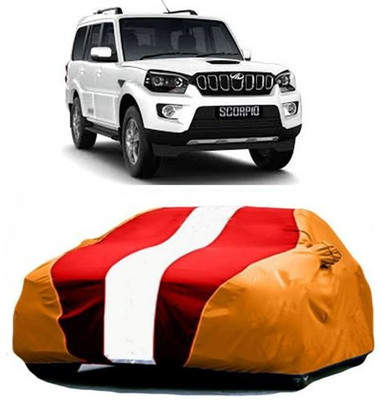 AASDEE Car Cover For Mahindra Scorpio (With Mirror Pockets)(Red, Orange)