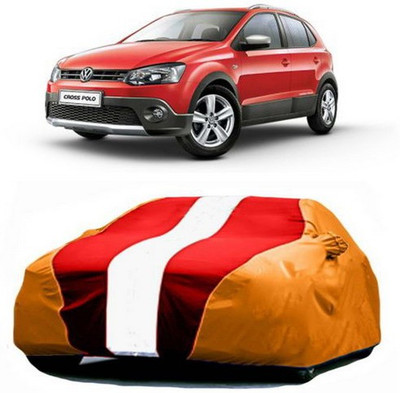 AAMANG Car Cover For Volkswagen Polo Cross (With Mirror Pockets)(Red, Orange)
