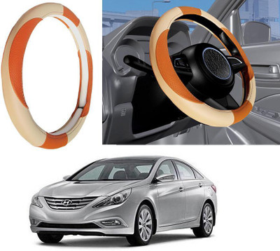 Auto Kite Steering Cover For Hyundai Sonata(Beige, Leatherite)