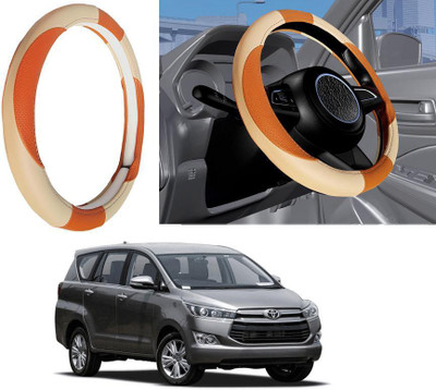 Auto Kite Steering Cover For Toyota Innova(Beige, Leatherite)