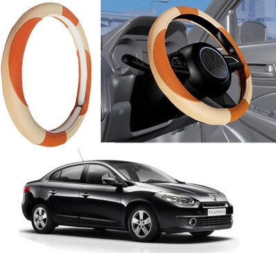 Auto Kite Steering Cover For Renault Fluence(Beige, Leatherite)