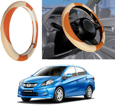 Auto Kite Steering Cover For Honda Amaze(Beige, Leatherite)