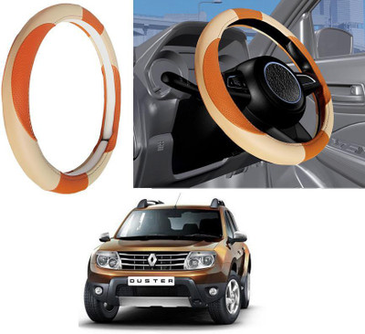 Auto Kite Steering Cover For Renault Duster(Beige, Leatherite)