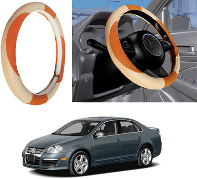 Auto Kite Steering Cover For Volkswagen Jetta(Beige, Leatherite)
