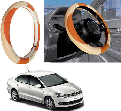 Auto Kite Steering Cover For Volkswagen Vento(Beige, Leatherite)
