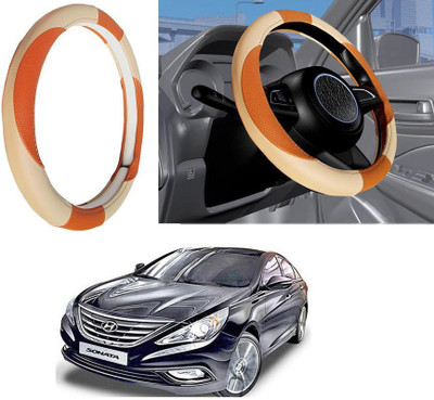 Auto Kite Steering Cover For Hyundai Sonata Fluidic(Beige, Leatherite)