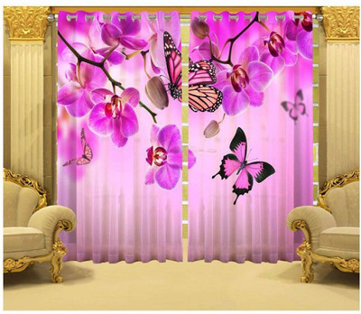 Indiancraft 214 cm (7 ft) Polyester Door Curtain (Pack Of 2)(Printed, Multicolor)