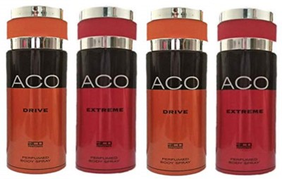 aco 2 Drive and 2 Extreme Perfumed Body Spray 200ML Each (Pack of 4) Body Spray  -  For Men & Women(800 ml, Pack of 4)