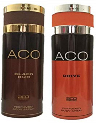 aco Black Oud and Drive Perfumed Body Spray 200ML Each (Pack of 2) Body Spray  -  For Men & Women(400 ml, Pack of 2)