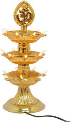Blessing Shine 3 layer electric gold LED diya deepak light for diwali home temple decorative Plastic Table Diya(Height: 10 inch)