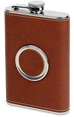 ZIGLY Hip Flask with a Built-in Collapsible Shot Glass 8 Oz Brown Hip Flask(230 ml)