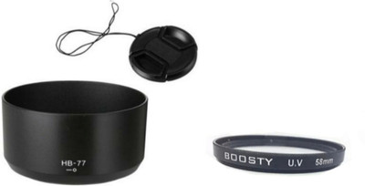 BOOSTY HB-77 Lens Hood For Af-P Dx 70-300mm lens + 58mm lens cap and uv filter  Lens Hood(77 mm, Black)