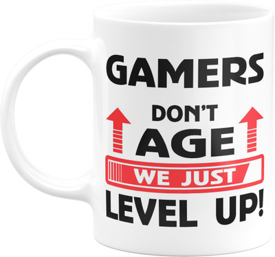 Flair Print Gamers Don’t Age We Just Level Up! FPM170 Printed Ceramic Coffee Mug(350 ml)