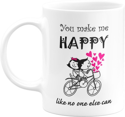 Flair Print You make happy like no one else can valentine’s day gift FPM238 Printed Ceramic Coffee Mug(350 ml)