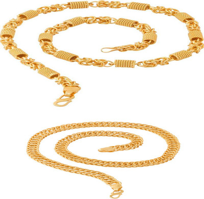 Shine Art Designer Round with snak chain Gold-plated Plated Brass, Copper Chain