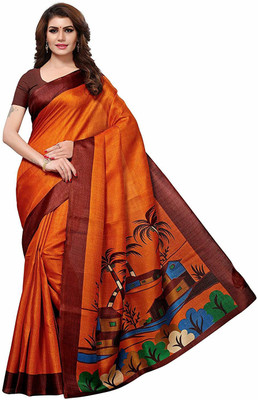 VARISH Self Design Mangalagiri Art Silk Saree(Mustard)