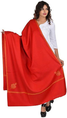 Retailmart Wool Embroidered Women Shawl(Red)