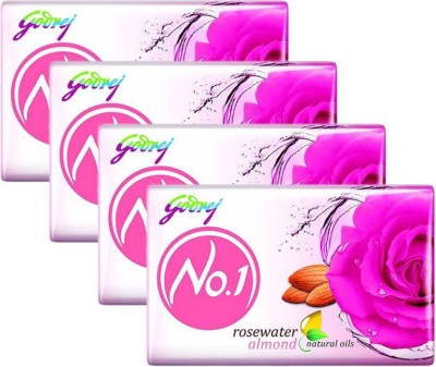 Godrej No.1 rosewater and almonds 100 gm soap (pack of 4)(4 x 100 g)