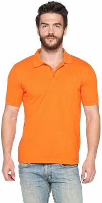 Stonic Solid Men Polo Neck Orange T-Shirt